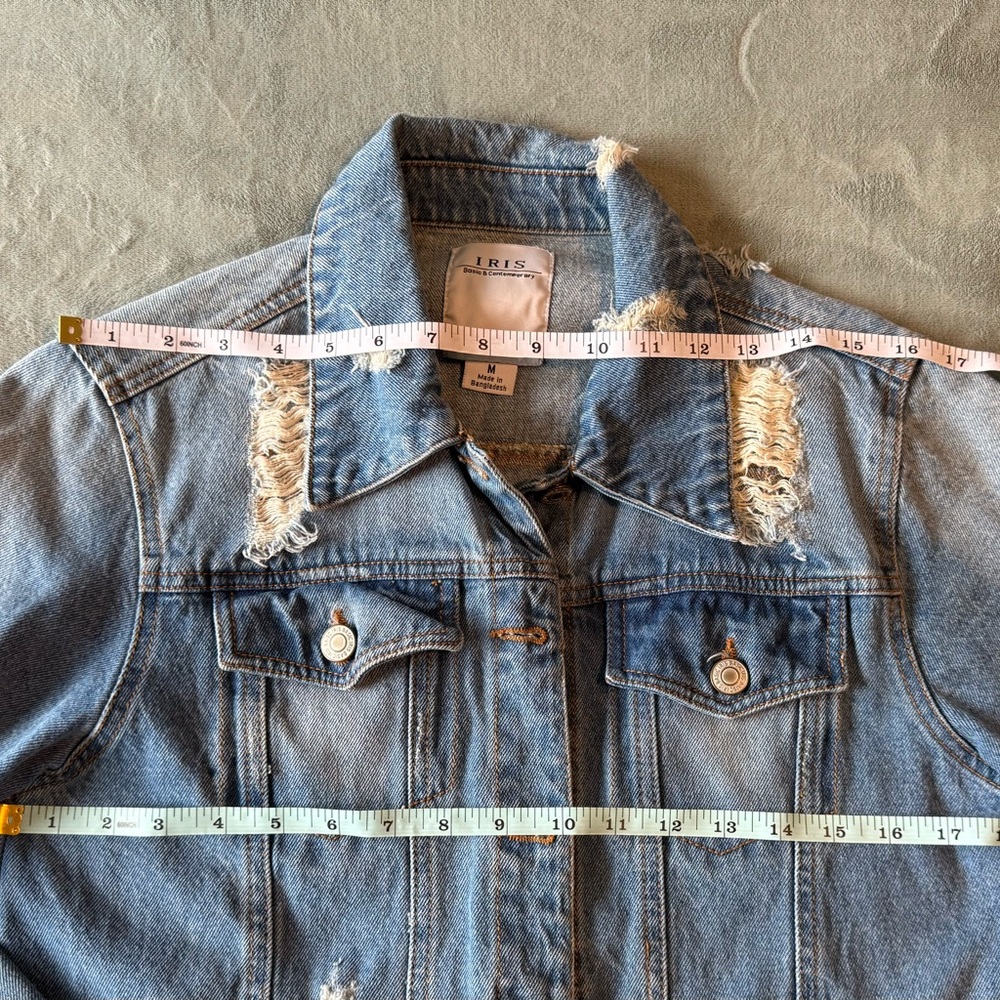 Iris Frayed Blue Denim Jacket - Picture 4 of 5